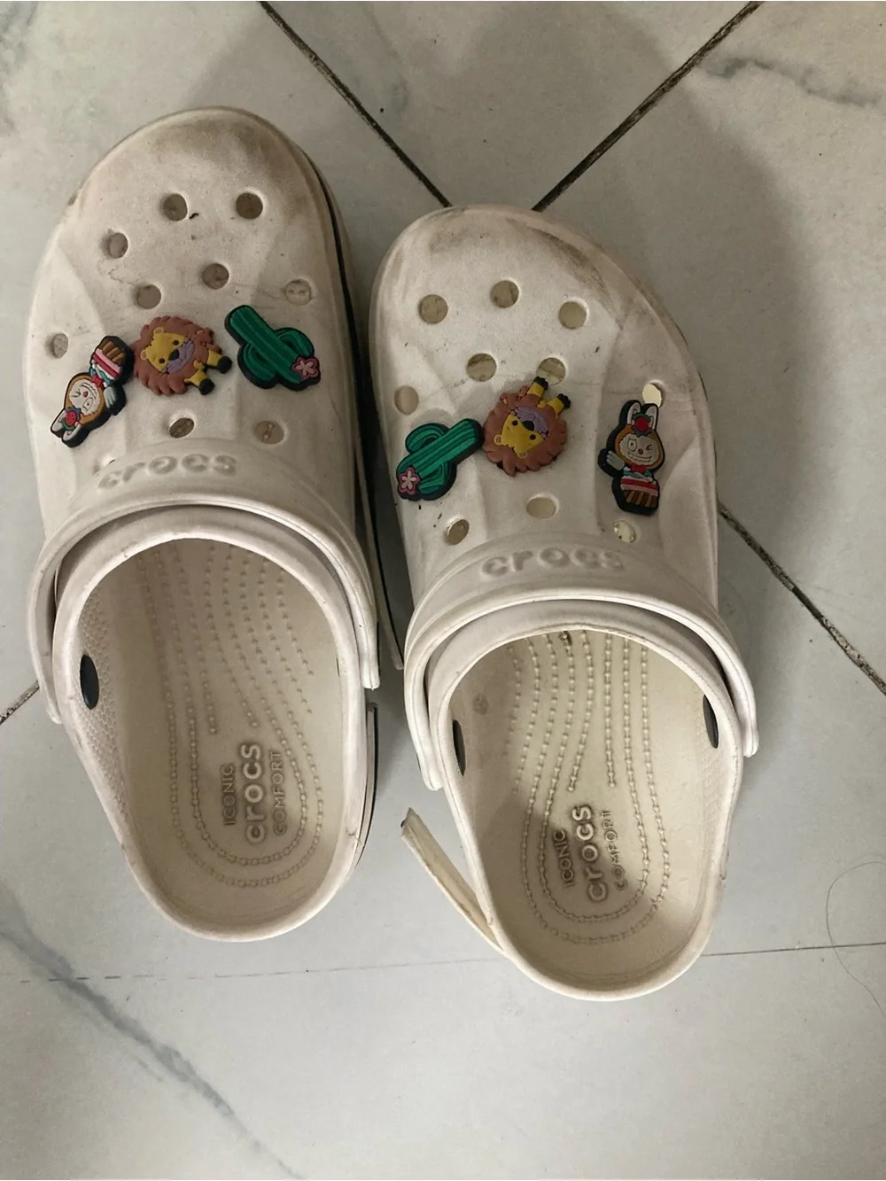CROCS Kids White Clog Sandals with Playful Charms